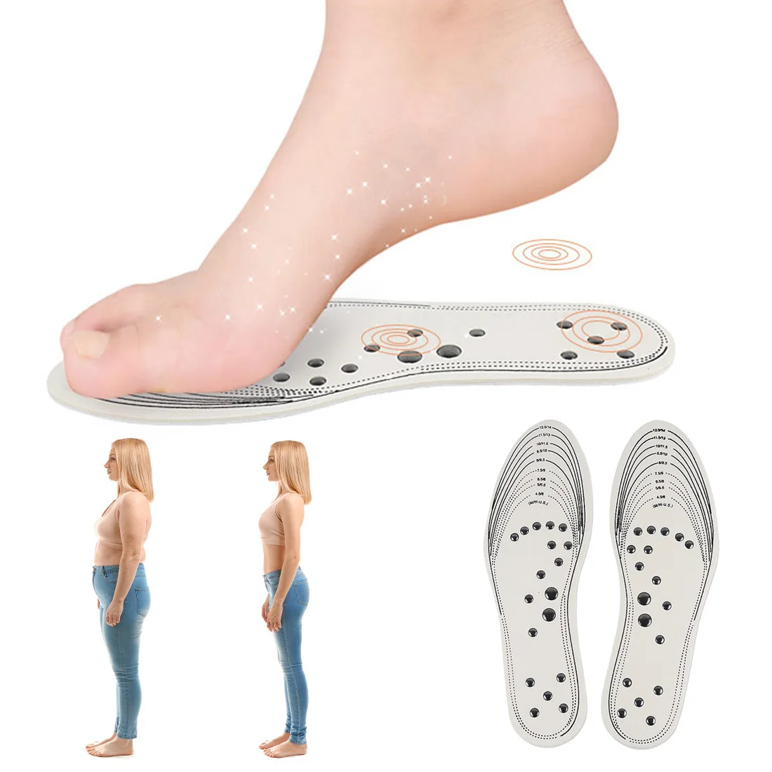 

Magnetic Therapy Massage Insoles 18 Magnets Health Acupressure Slimming Shoe Pads For Women Men Relieve Foot Pain Weight Loss