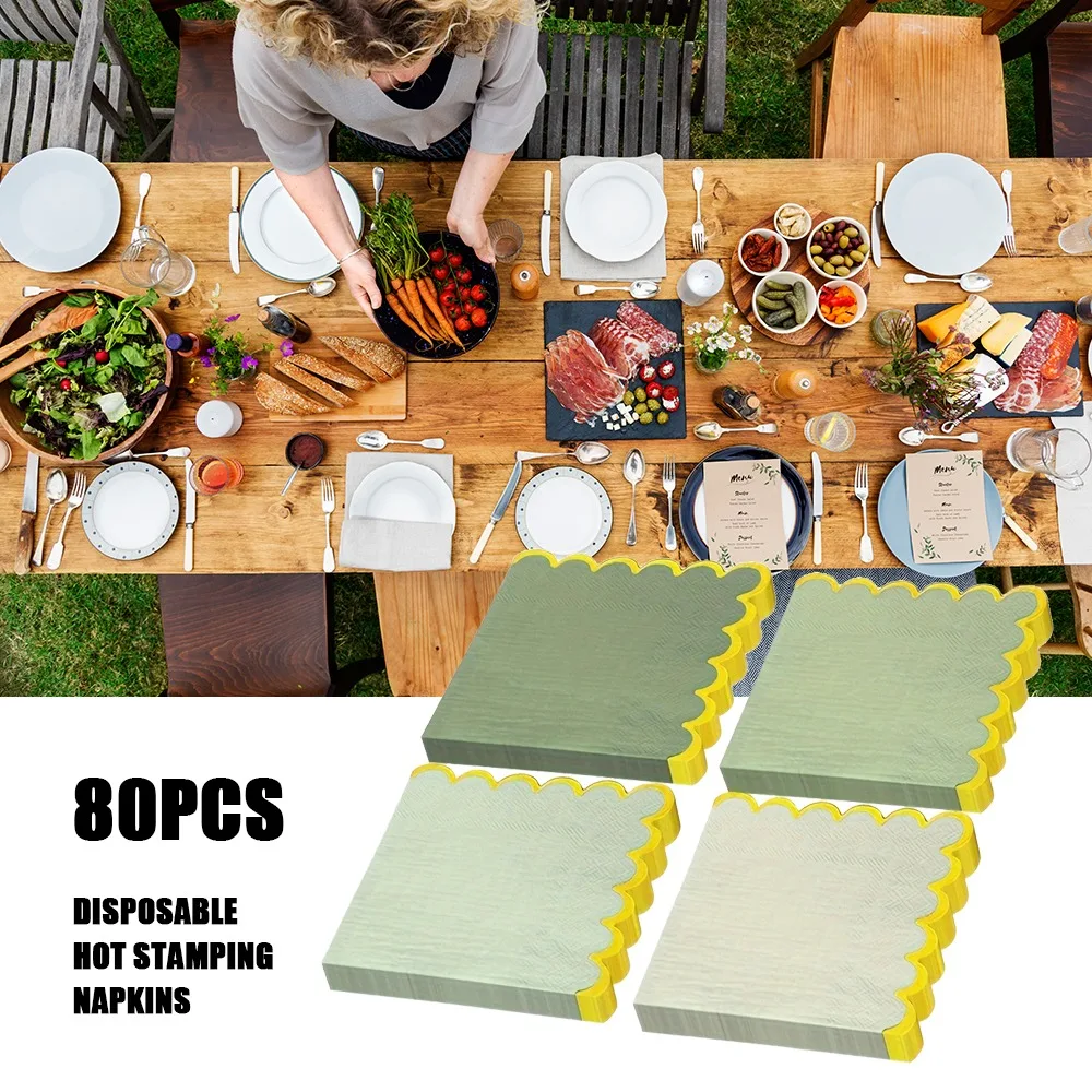 Soft Green Napkin Papers Table Fragrance Free Mouth Cloth Tissue Servilletas Decoupage Vintage Surtidas paper napkins 20/80pcs