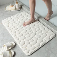  Cobblestone Embossed Bathroom Bath Mat Coral Fleece Non-slip Carpet In Bathtub Floor Rug Shower Room Doormat Memory Foam Pad 