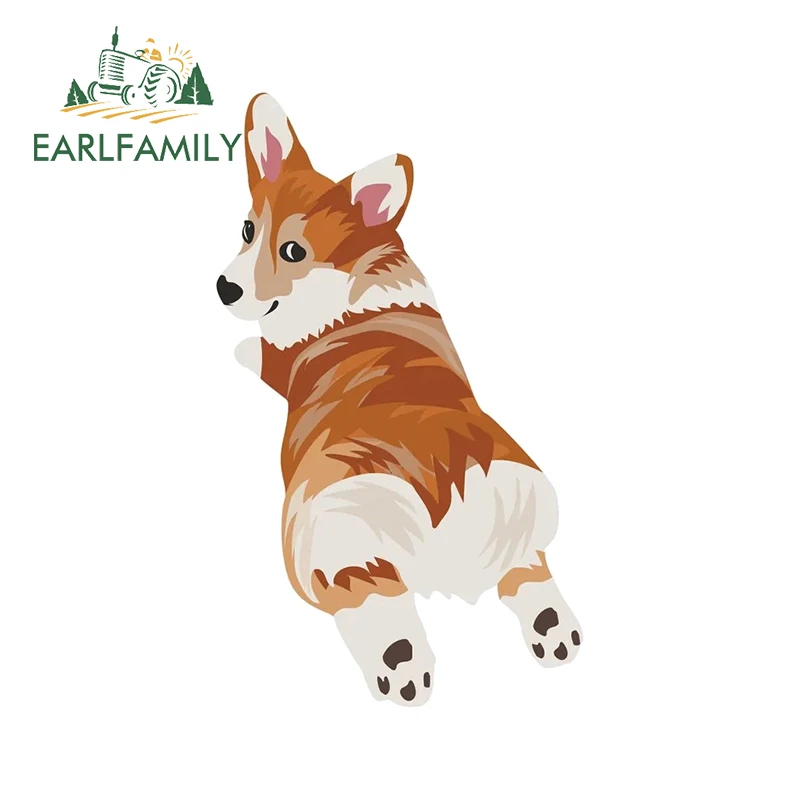 

EARLFAMILY 13cm x 7.8cm for Lovely Corgi Vinyl Car Sticker Cute Car Door Protector Laptop Decal Beautiful Scratch-Proof Graphics