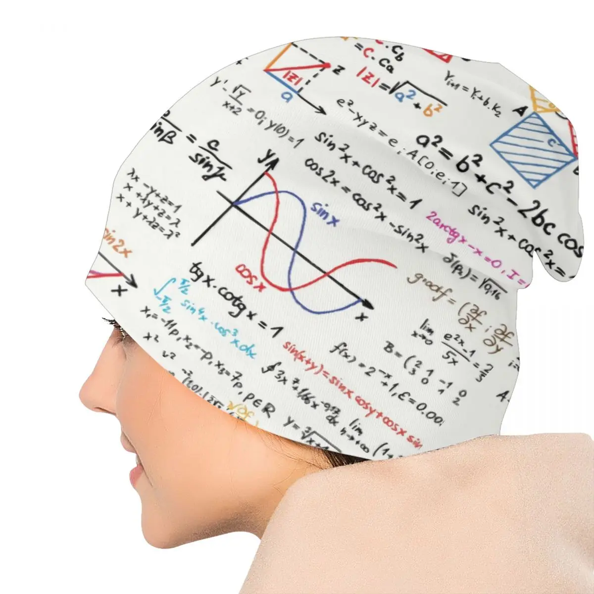 Mathematics Formulas Math Numbers Skullies Beanies Caps Men Women Winter Warm Knitted Hat Adult Geek Science Puzzle Bonnet Hats
