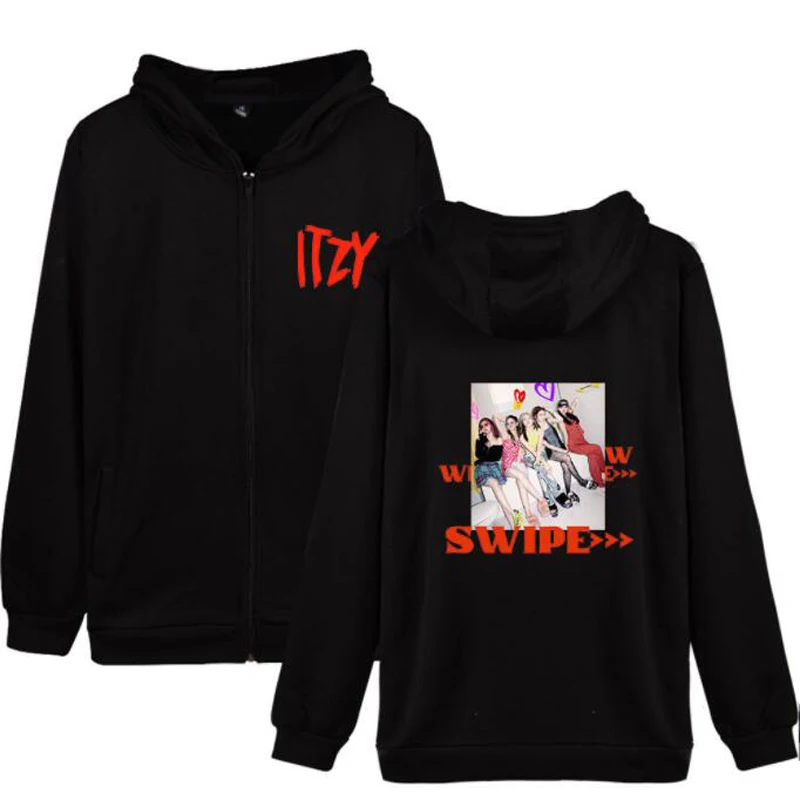 

KPOP ITZY Album CRAZY IN LOVE Zip Up Hoodie Women Men Harajuku Sweatshirt Streetwear Hip Hop Zipper Hooded Jacket Outerwear