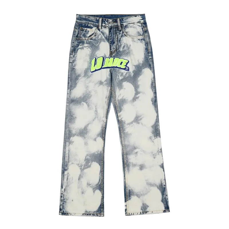 Tie Dye Jeans Denim Trousers Hip Hop Fashion Embroidery Men's Pants Harajuku Baggy Streetwear Trendyol Y2k Casual Kpop Clothes