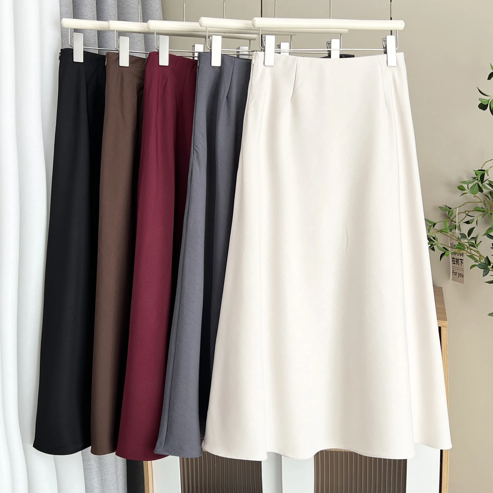 XXXXL Fashion Plus Size Women's Skirts New Autumn Elegant Solid Color Casual Commuting A-Line Skirt