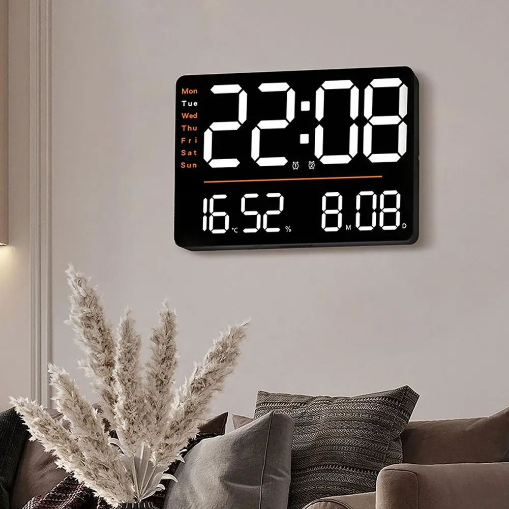 

Led Digital Wall Clock Adjustable Brightness Temperature Humidity Display Table Alarm Clock Thermometer Hygrometer