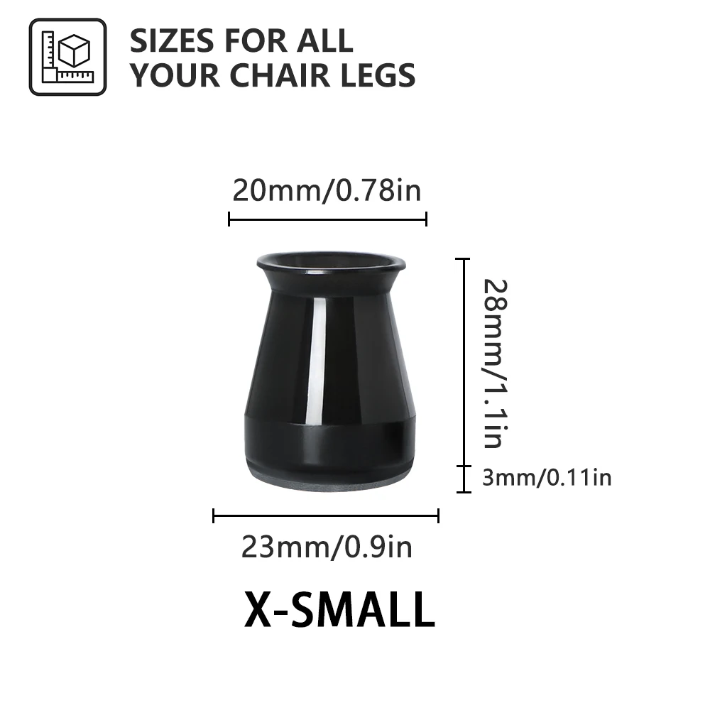 Silicone Chair Leg Floor Protector Caps with Non-Slip Felt - Prevent Scratches on Hardwood Floors (Set of 36)