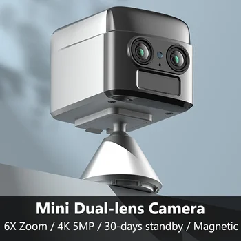 4K 2.4G&5G WIFi 6X Zoom Dual Lens Camera Built-in Big Battery 5MP Low Power Consumption IR Night Vision Motion Detection Camera 1