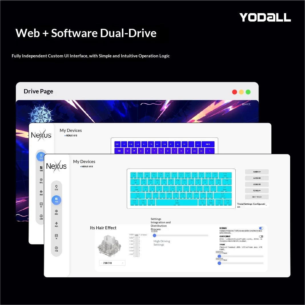 YODALL Nexus61S 마그네틱 홀 이펙트 게이밍 PCB 0.08ms RT 0.001 ADC 다이렉트 연결 PCB(2304Hz 스캔 ARGB 포함) 커스텀 키보드용