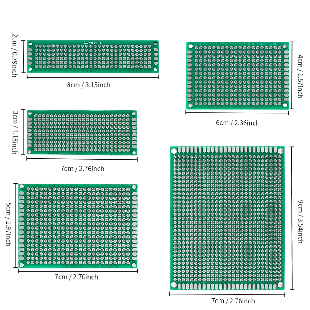 

32pcs PCB Circuit Board Kits 2*8cm 3*7cm 4*6cm 5*7cm 7*9cm Double-Sided PCBs of electronic diy proto board