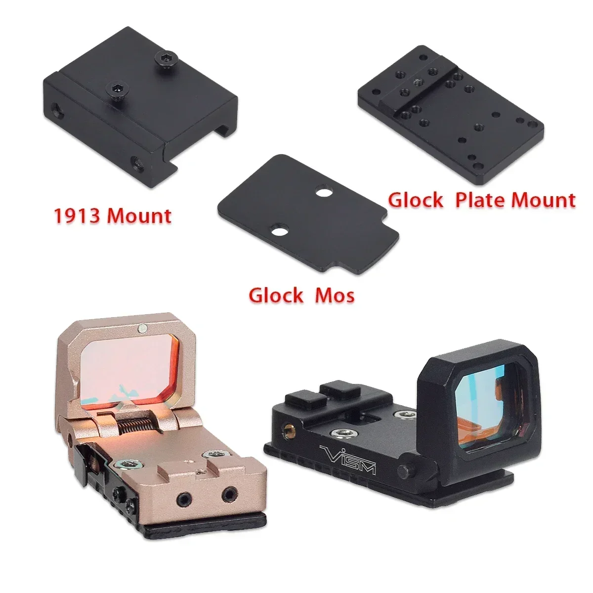 Tactical VISM Flip Up Red Dot Sight For 20mm Rail Riflescope Collimator Sight VISM Scope With GLOCK Rear Mount red dot sight holographic collimator