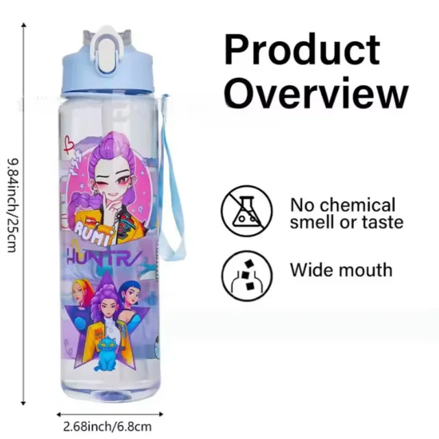 Botella de agua espacial con correa para niños: Diseño Cartoon y Portátil | Emoape