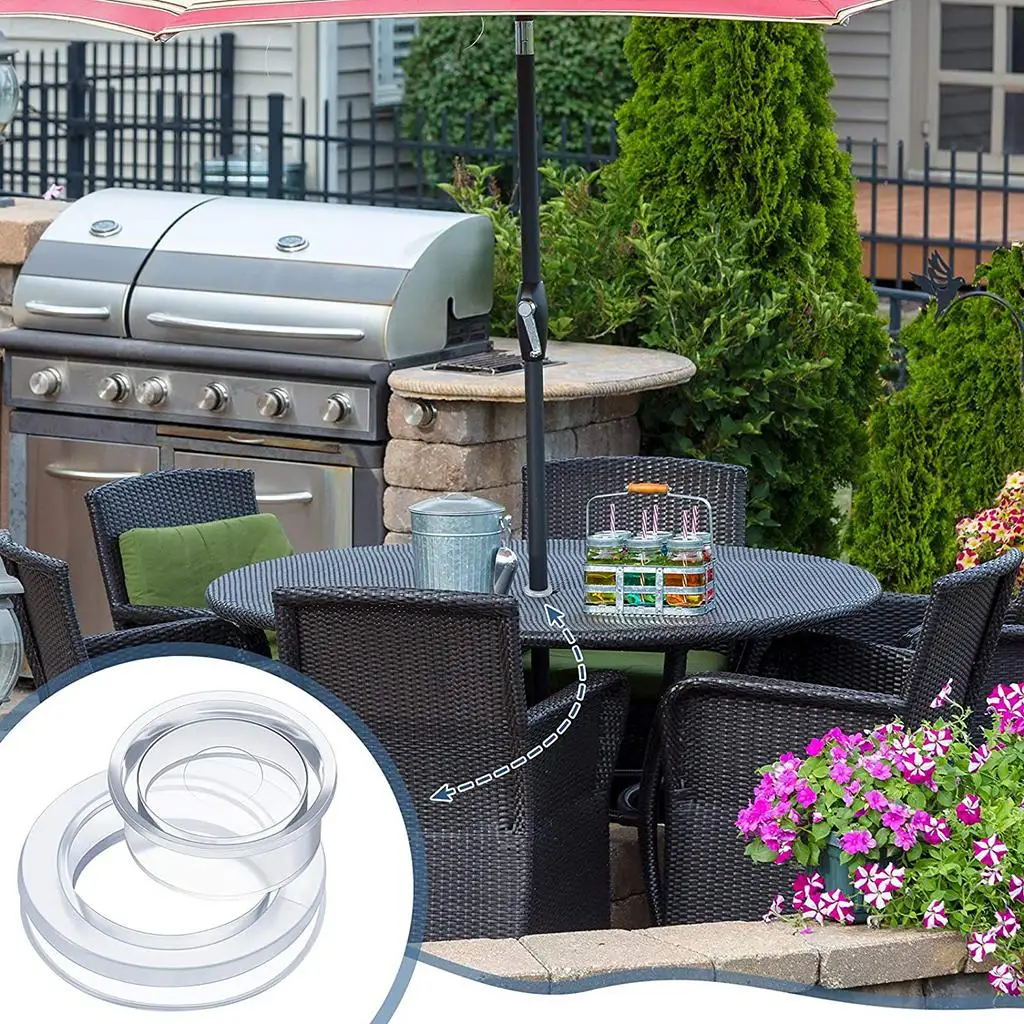Umbrella Thicker Hole Ring Plug and Cap Set for Glass Outdoors Patio Garden Deck Table 2 Inch Clear Standard Size umbrella repair parts