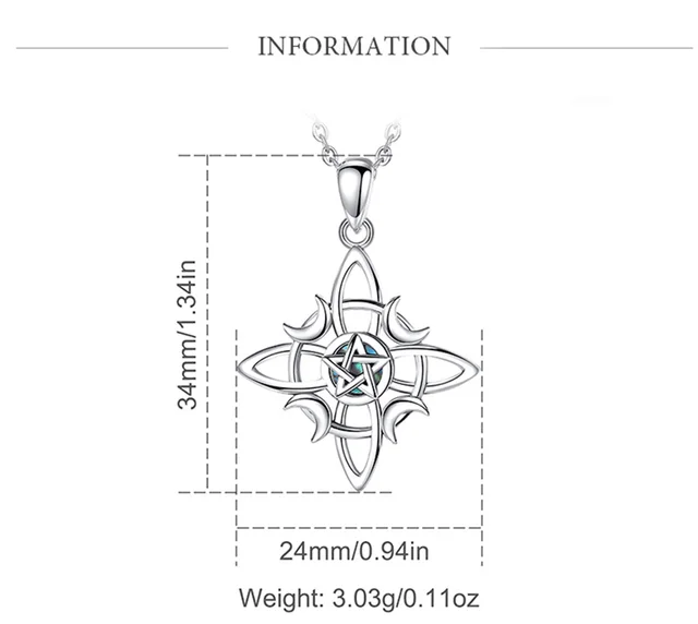 Sterling Silver Pentagram Necklace – Goddess Lilith Sigil, Pagan Amulet Jewelry For Protection & Strength