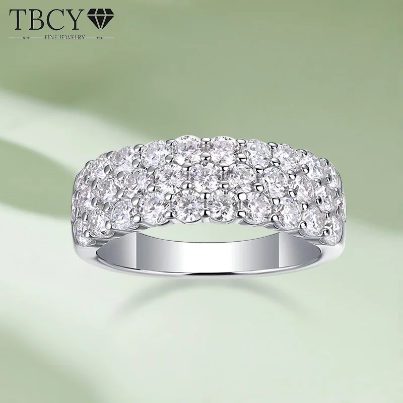 

TBCYD 2.5mm 1.8CT D Color Moissanite Rings For Women S925 Silver Diamond Half Eternity Wedding Band Fine Jewelry Gifts Wholesale