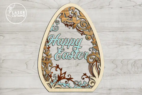 Easter Eggs Tags SVG Cutting File Set of 4 Laser Cut 3D Files SVG Bundle for Laser Engraving Cutting cnc wood router machine