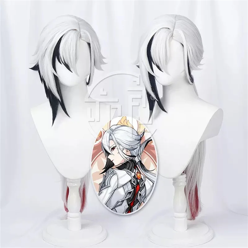 

Genshin Impact Arlecchino Cosplay Wig New Skin Knave Fatui White Black Synthetic Hair Heat Resistant Halloween Carnival