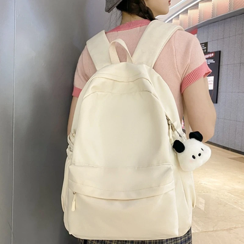 Fashion Nylon School Backpack Laptop Backpack Large Capacity School Bag Solid Bookbag Casual Rucksack for Girl Boy Youth