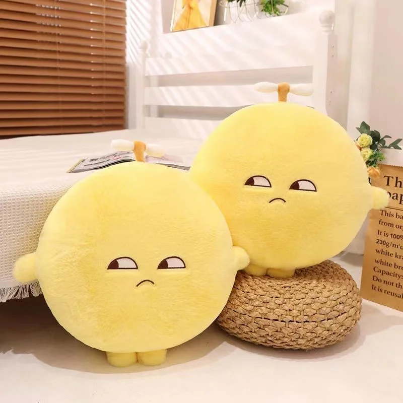 50cm Yellow Lemon Plush Pillow Stuffed Round Fruit Seat Cushion with Arms Legs Disdainful Emotion Plushie Sofa Chair Decor Gift 5