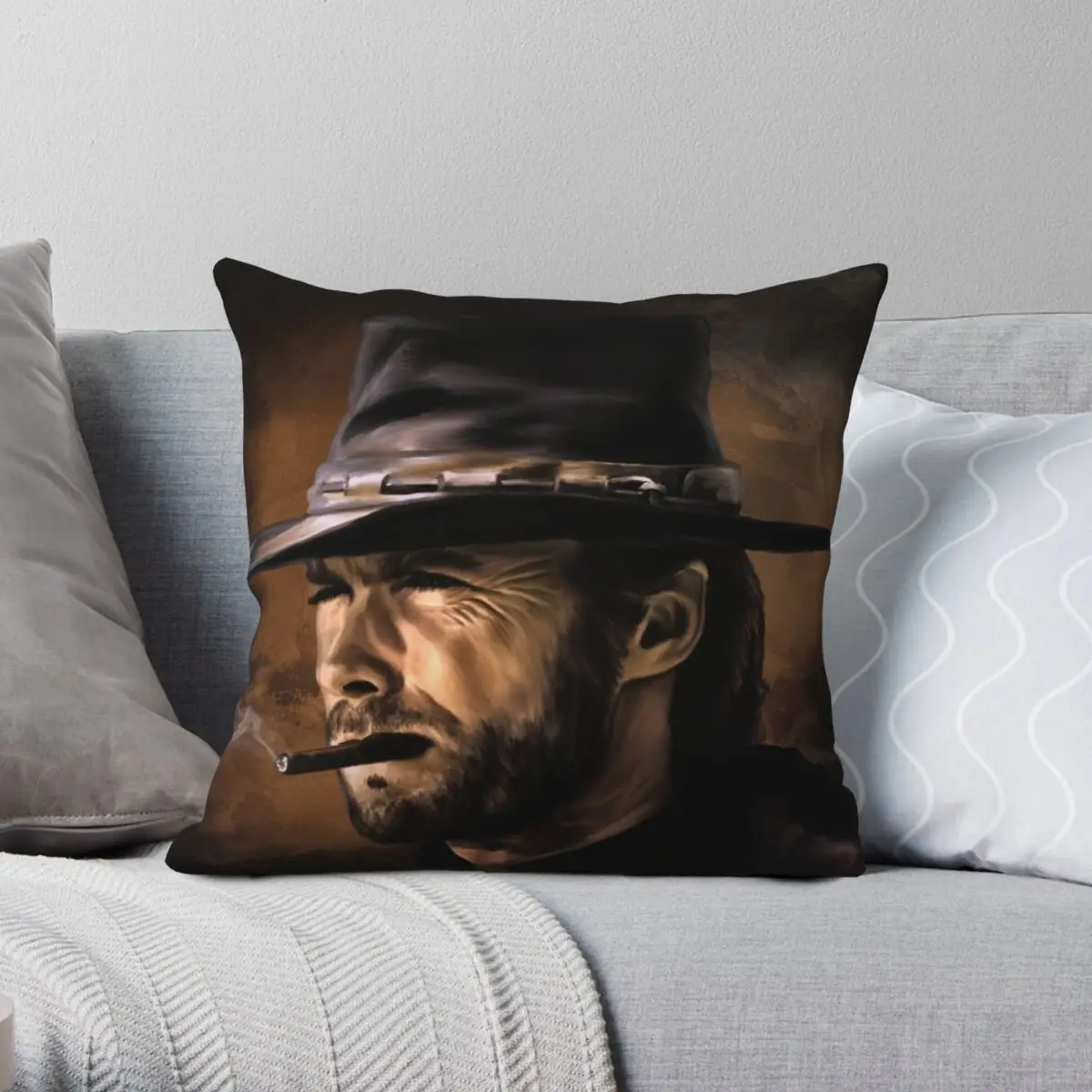 

Cowboy Square Pillowcase Polyester Linen Velvet Creative Zip Decorative Pillow Case Car Cushion Cover