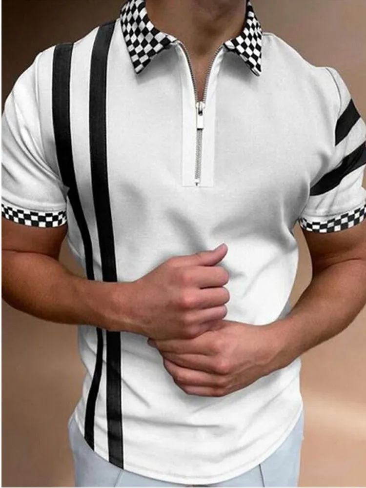 2021New Summer Men's Polo Shirt Joining Together Letters Color Polo Shirts Brand Men Short-Sleeved Tees Shirt Man Clothes S-3XL