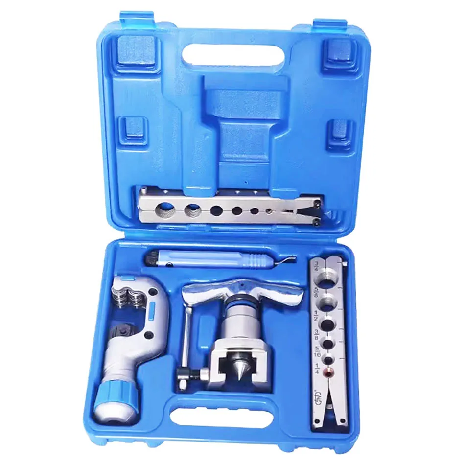 

Eccentric Copper Tube Pipe Flaring Tool Kit with Cutter for Air Conditioner pipe HAVC tools 6-19MM VFT-808-MIS