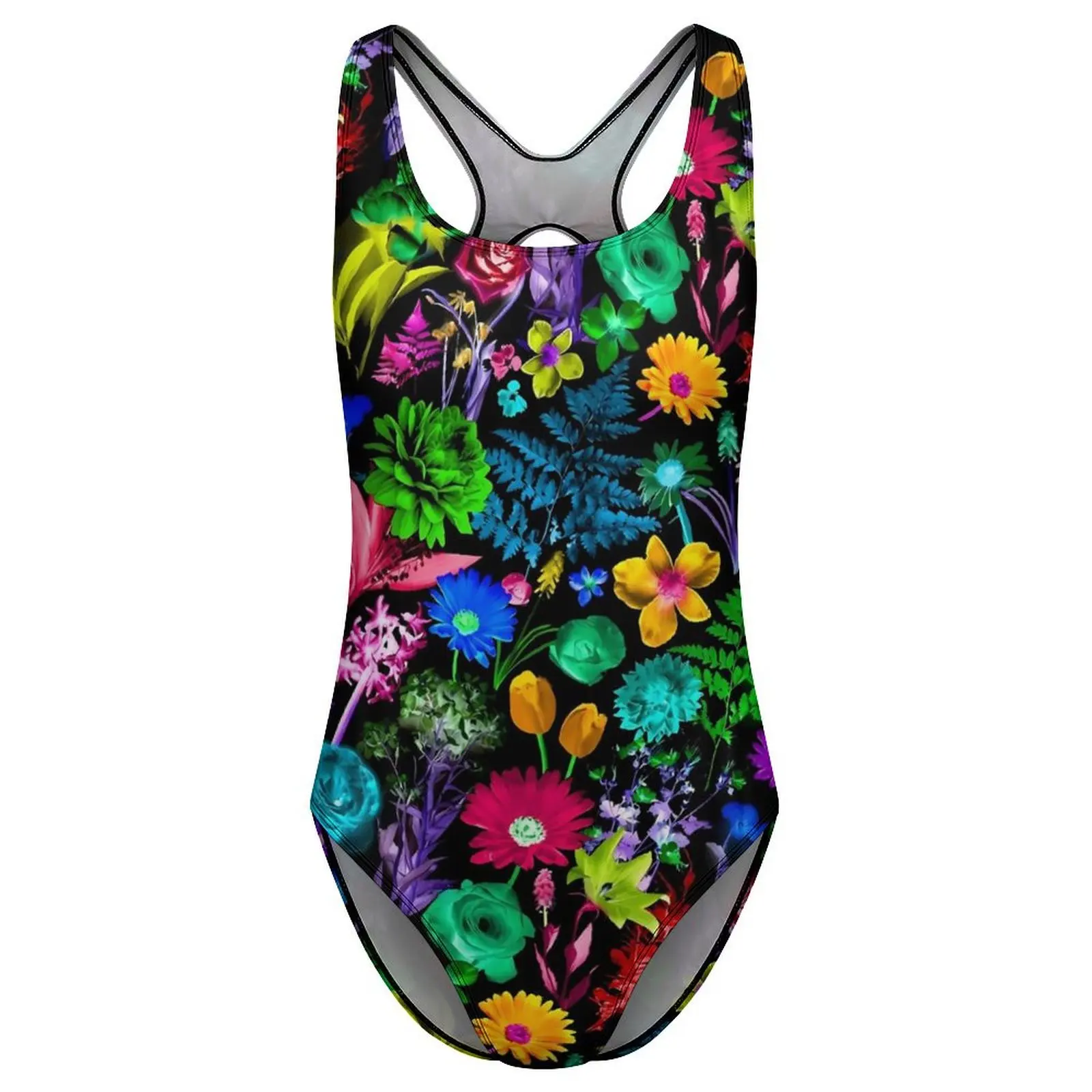 Colorful Floral Print Swimsuit Glowing Garden Push Up Swimwear One-Piece Beach Bathing Suit Swimsuits Sexy Design Beach Outfits