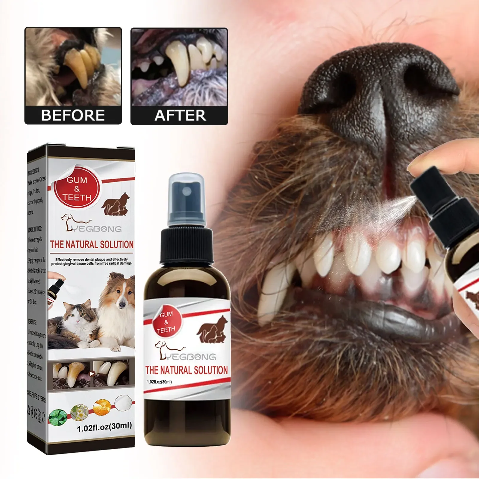 Pet Tooth Cleaning Spray Dogs Remove Bad Breath Freshener Cats Oral Cleaning Dental Care Deodorization Spray 30ml pet tooth cleaning spray
