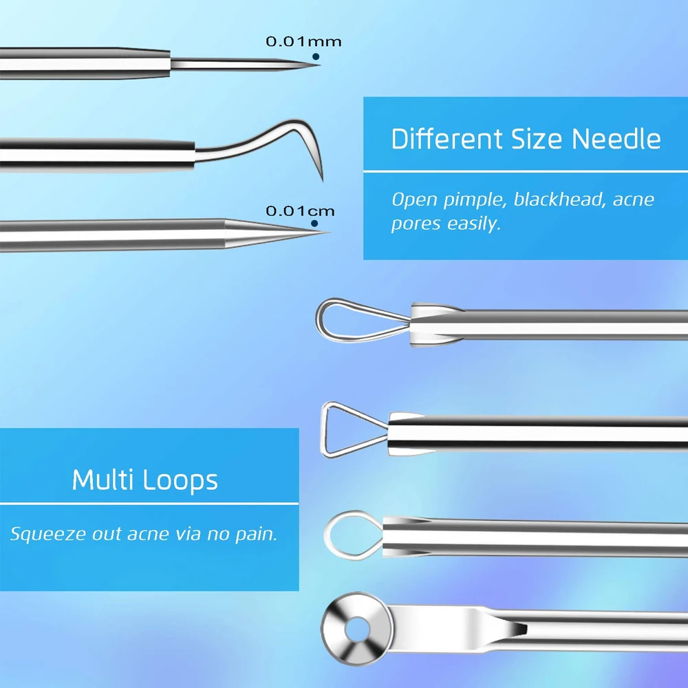 5 PCS Blackhead Remover Comedones Extractor Acne Removal Kit for Blemish, Whitehead Popping, Zit Removing for Nose Face Blackhead Remover