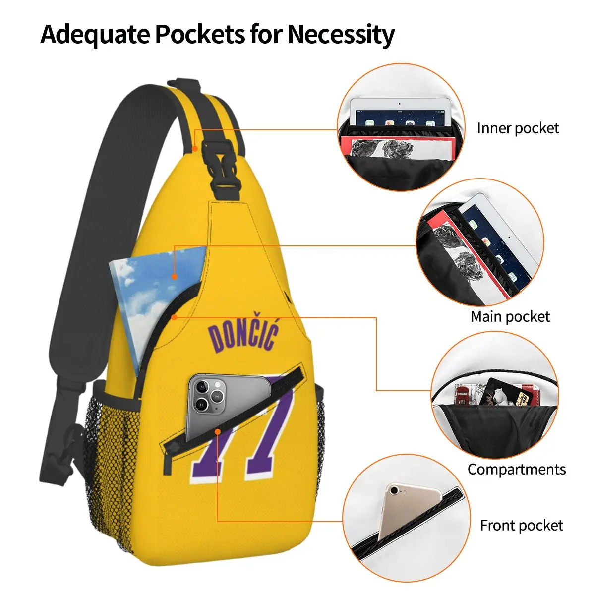 Sling L-Luka Magic Num 77 Laker Chest Bags Crossbody Shoulder Backpack Outdoor Sports Daypacks Fashion Bag 4