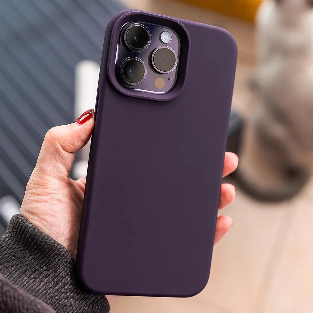 Original Dark Purple Liquid Silicone Phone Case for iPhone 15 Pro