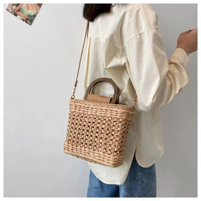 2022 Vintage Straw Bags for Women Beach Handbags Woven Summer Rattan Bag  Handmade Crossbody Bag Purse Borsa - Julie bags #- 0