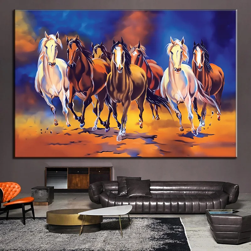 

Seven Running Horse Animals Painting Artistic Canvas Art Posters and Prints Modern Wall Art Picture For Living Room Decoration