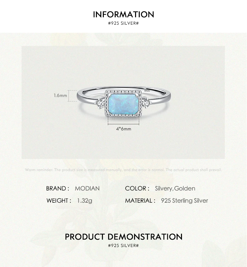 MODIAN Real 925 Sterling Silver Fantastic Natural Opals Finger Rings For Women Wedding Anniversary Jewelry Fine Accessories Anel