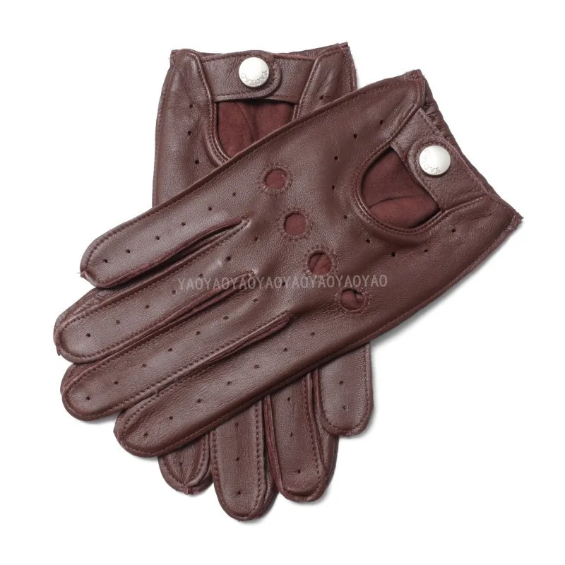 

High Quality Goatskin Gloves of 2023 New Male Real Leather Gloves Unlined Breathable Driving Autumn Black Men's Mittens