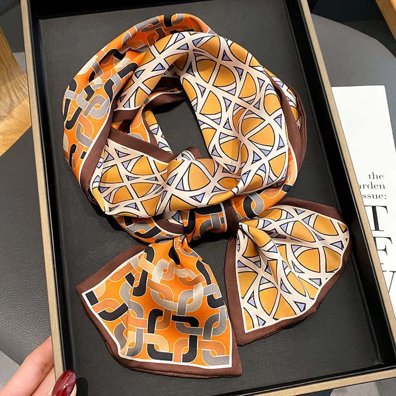 

2022 женский саржевый шарф с принтом, обтягивающая лента для волос, сумка на запястье, шейный платок, Дамская бандана, головной платок, Новинка