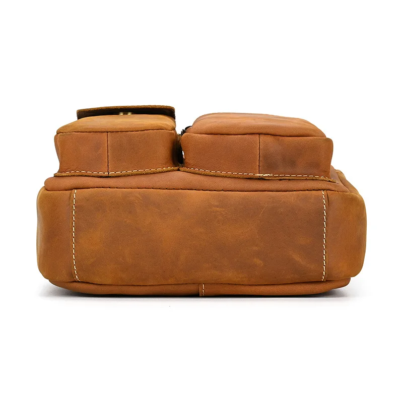 2022 Genuine Leather Men's Handbag Shoulder Bag Outer Casual Crossbody Bag Crazy Horse Leather Work Messenger Bag Male Handbag