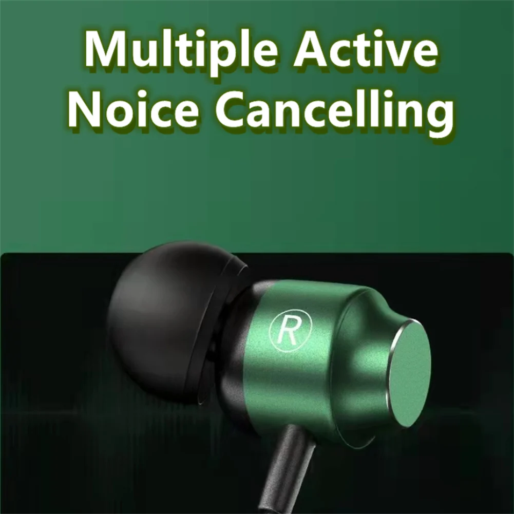 Wired Headphones With Microphone Wire-Controlled Metal In-Ear Music Sport Gaming Headset Volume Control