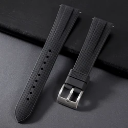 Rubber Silicone Quick Release Sports Fashion Watch Strap (20mm/22mm) - 22mm (Black)