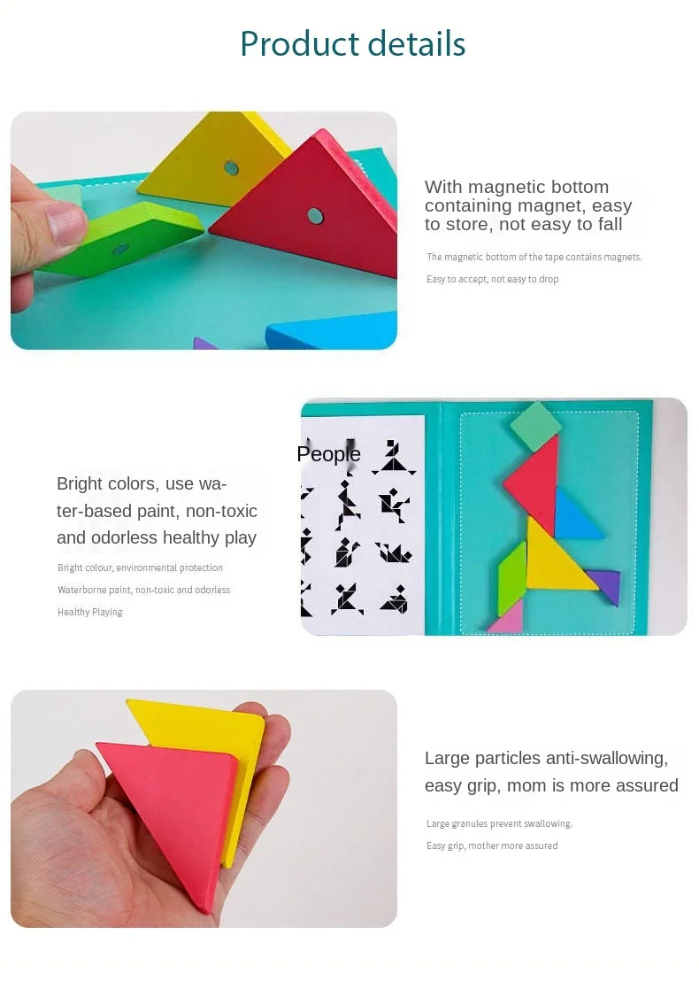 Puzzle Magnétique Tangram Puzzle En Bois Défi D'apprentissage éducatif Précoce IQ Jouet Pour Les