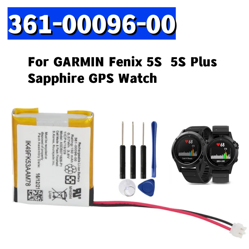 Watch Fenix 5s Plus Battery 361-00096-00 Battery 150mAh For GARMIN