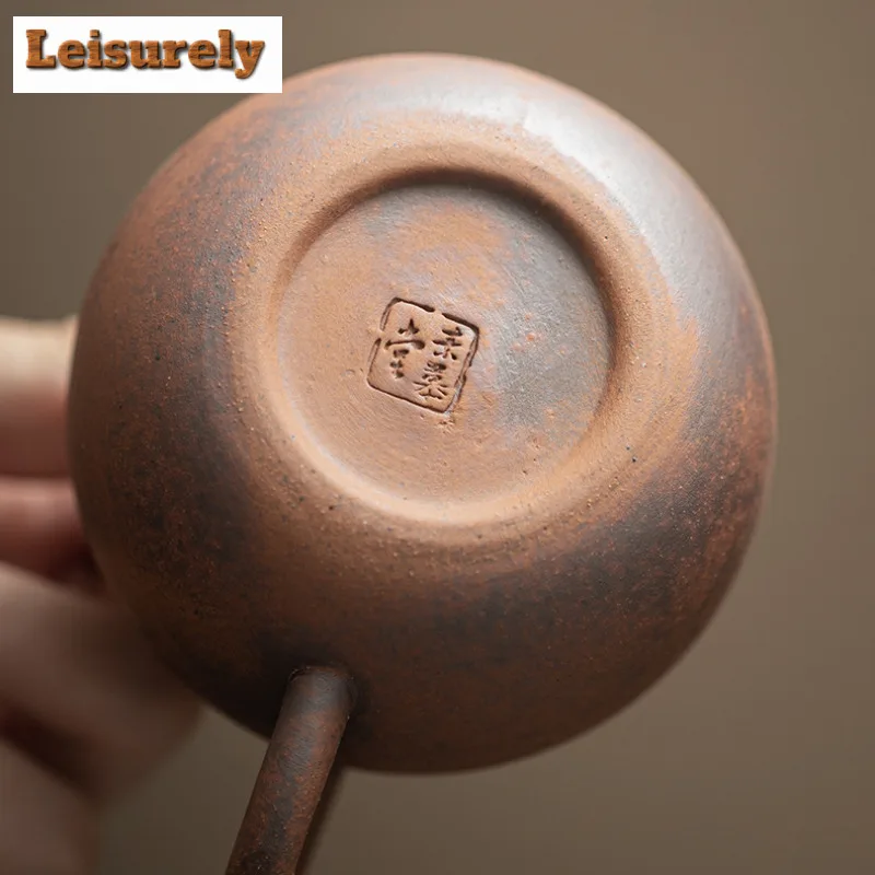 Old Rock Mud Coarse Pottery Teapot Luxury Tea Infuser Pot Tea Making Kettle With Ball Hole Chinese Tea Set Ornaments Collection