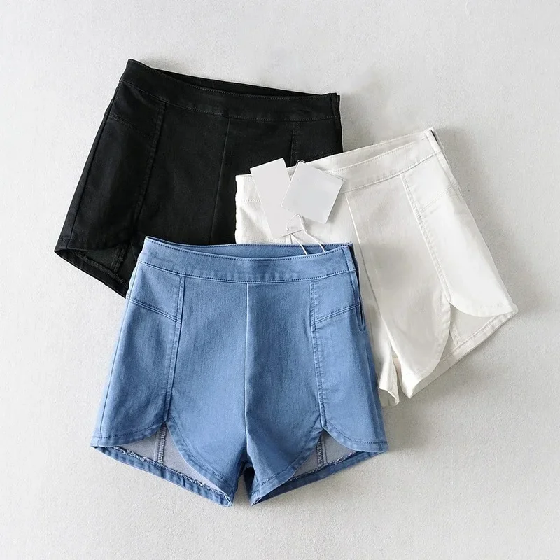 Korean Style Denim Shorts 2024 Summer High Waist Elastic Hip Bag Thin Slim Hot Shorts Summer Streetwear Jeans Offlice Lady 2024