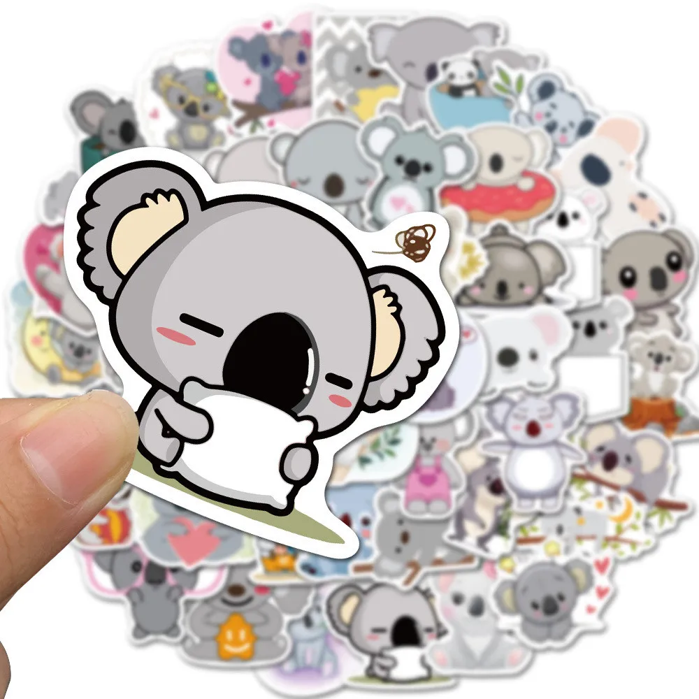 

50 Pcs Cute Koala Bear Stickers PVC Waterproof Kawaii Cartoon Stickers for Luggage Notebook Scrapbooking Stationery Supplies