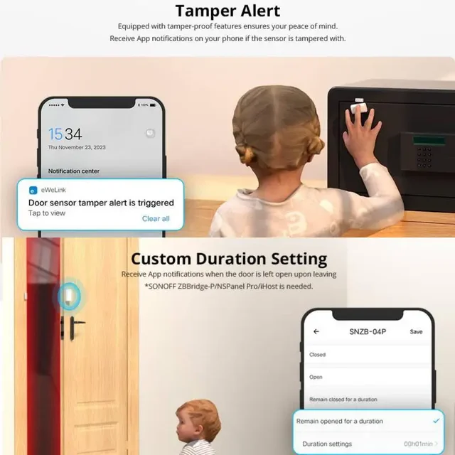 SONOFF SNZB-04P Zigbee Door Window Sensor Local Smart Scene Linkage Tamper Alert Home Security Support Alexa Google Smartthings 2