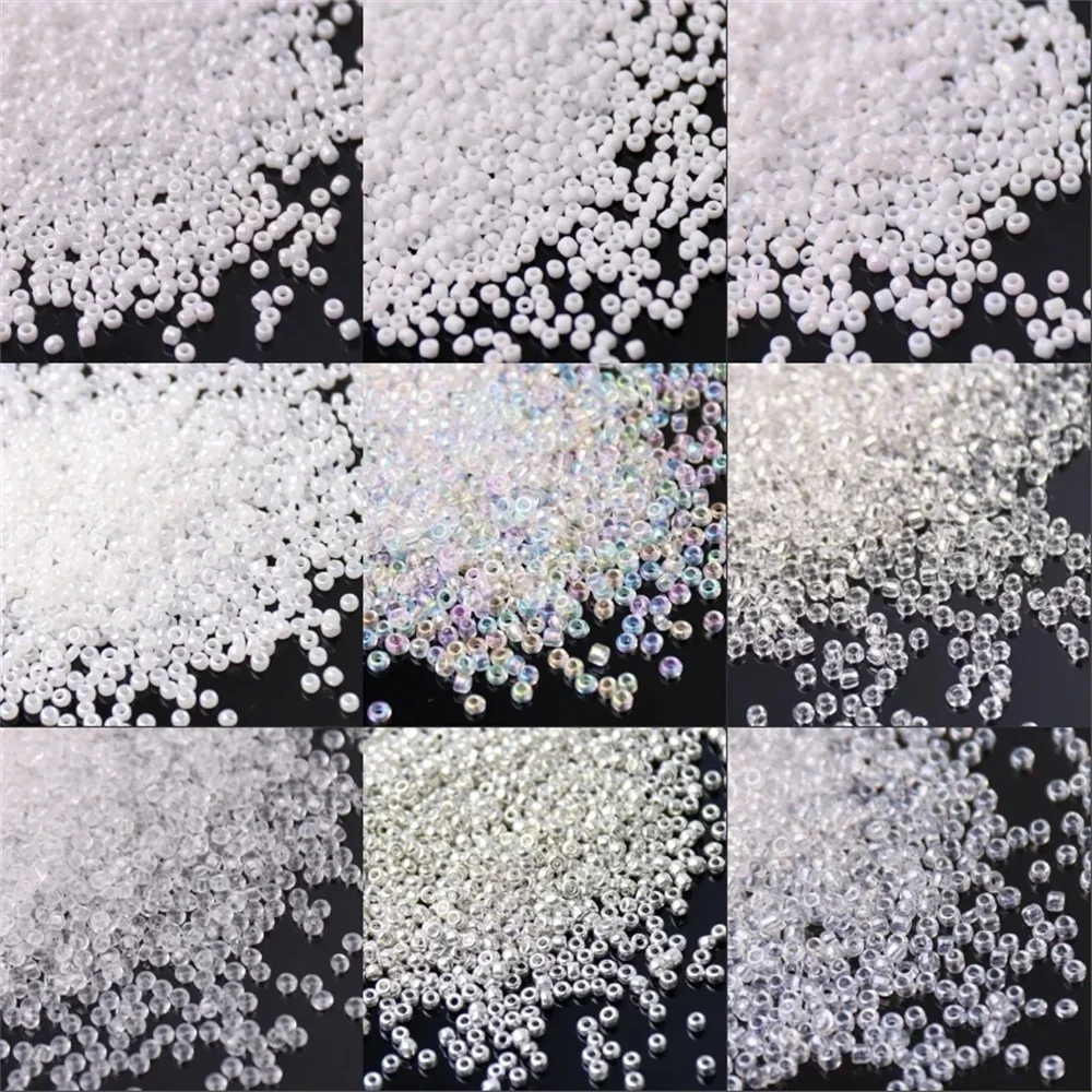 Czech Glass Seedbeads, Round Spacer Beads, DIY Jewelry Making, Garments Accessories, White Series, Multi Size, 1.5mm- 4mm