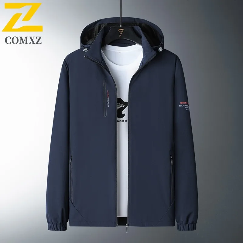 EiAO Couple's Windbreaker Waterproof Windproof Stand Collar Hooded Outdoor Coat for Hiking Camping Fishing Spring Autumn Jackets