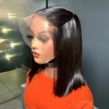 Bone Straight Bob Wigs Human Hair Pre Plucked Transparent Lace Frontal Wig Cuticle Aligned 100% Human Hair 13x4 Short Bob Wigs 1