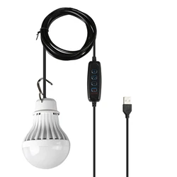 Versatile USB - Powered Dimmable Light Bulb with Adjustable Three - Color Settings and Long Cord - 10 W (WHITE)
