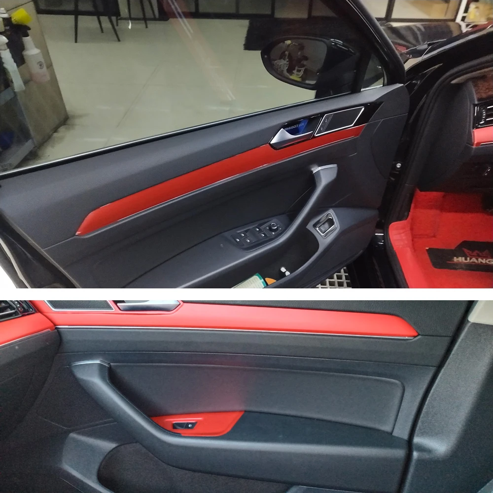 자동차 스타일링 블랙 카본 데칼 자동차 창문 손잡이 패널 커버 트림 스티커 폭스바겐 파사트 B8 2017-2022용