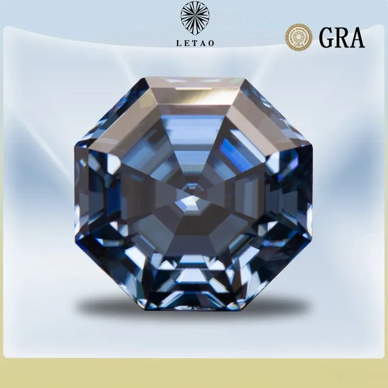 Moissanite Stone Octagon Primary Colours Royal Blue Lab Grown Gemstones Diamond  for DIY Ring Necklace Earrings Main Materials